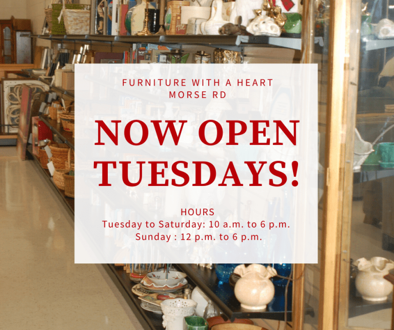 Morse Road Thrift Store Now Open Tuesdays! Furniture Bank of Central Ohio
